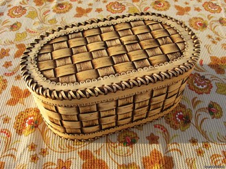 Плетеная хлебница из бересты